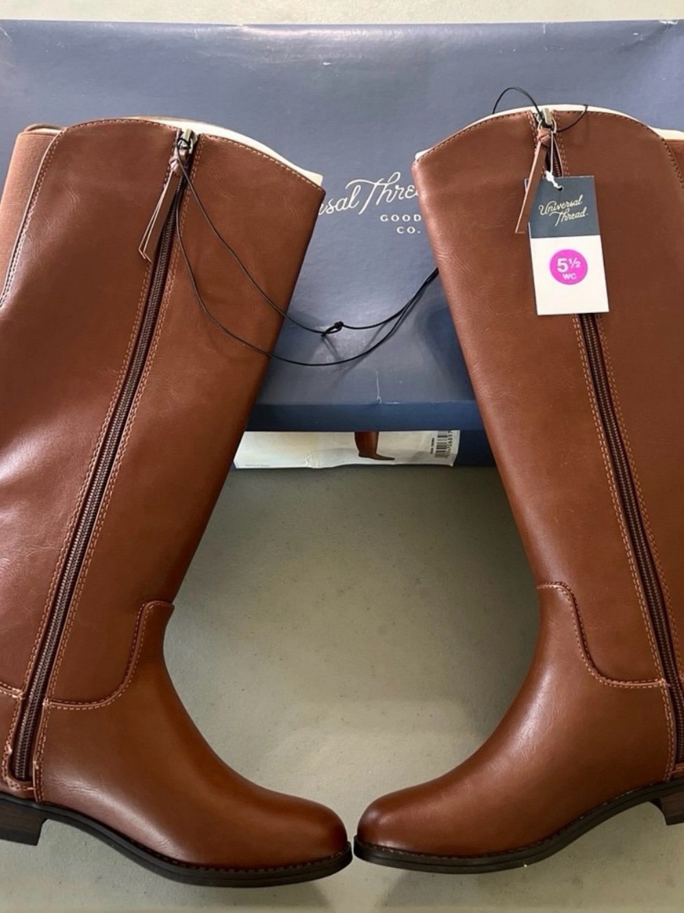 Universal Thread Chestnut Brown Knee-High Riding Boots Shoes Size 5.5 Wide